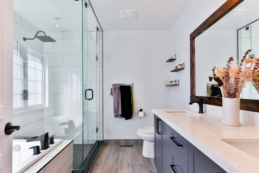 Bathroom renovation with modern vanity